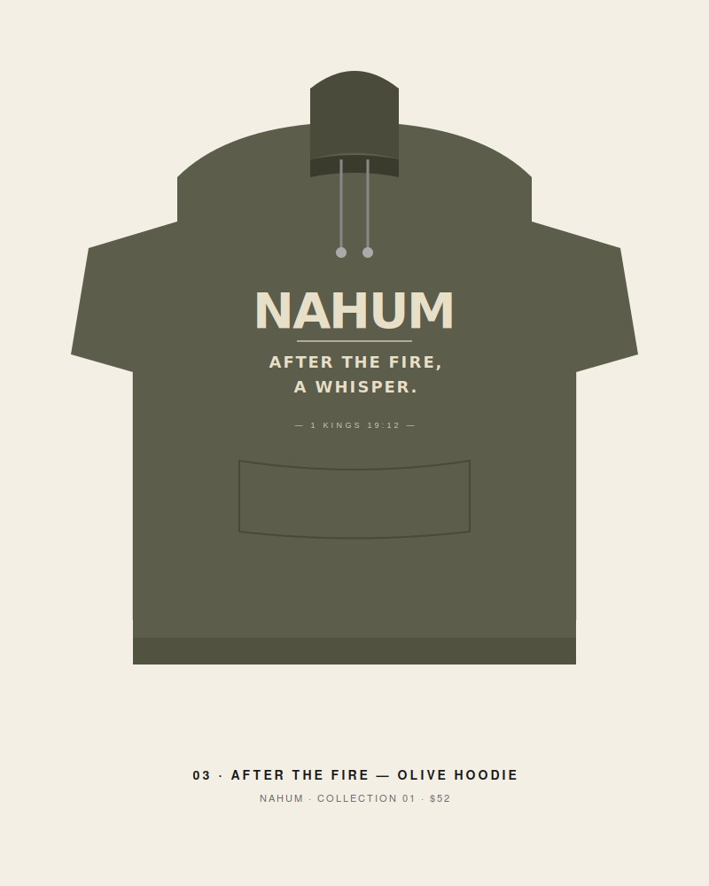 NAHUM After The Fire — Olive hoodie